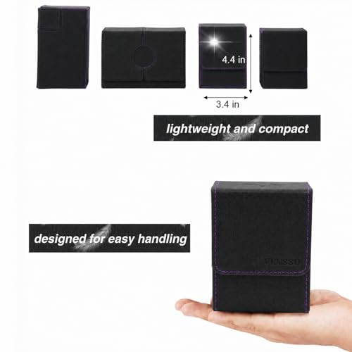Venssu MTG Deck Box with Commander Display Window (Black＆Purple, 1 window) - color: Black and Purple