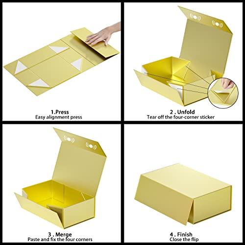 RYDDOY Gold Gift Box, 12x6x4'' Gift Boxes with Lids for Presents - color: Gold, size: 12 x 6 x 4 Inch
