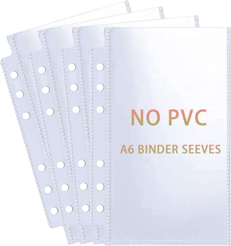A6 Budget Binder Sleeves 80 Pack, 6-Hole Clear Binder Inserts, Double-Sided Budget Sheet Protectors for Cash Envelope System, Money Organizer for Budgeting, Receipts, Coupons & Saving Challenges - color: A6-Pockets Sleeves-80
