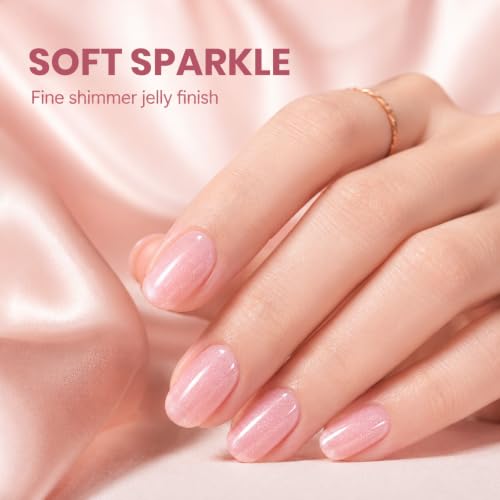 Beetles Pink Glitter Gel Polish Set, 6 Colors Jelly Gel Polish Kit - color: A - Sheer | Romantic Shimmer
