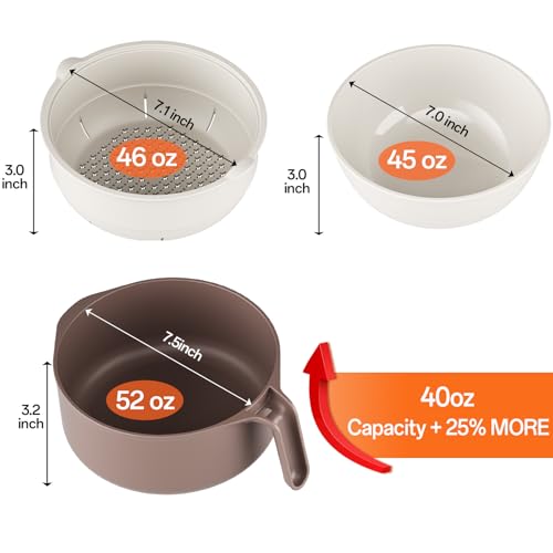 MEACOLIA Jumbo 50 oz Microwave Ramen Cooker Bowl - color: Beige, size: 50 oz Ramen Bowl (Bowl Only)