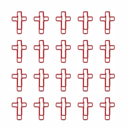 20 PCS Cross Paper Clips, Bookmark, Paper Clips for Bibles Study Supplies, Bible Study Kit Cute Binder Clip, Christian Gifts（Red） - color: Red