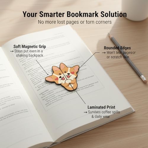 TheClover Peeking Corgi Magnetic Bookmarks – Set of 10 Cute Dog Page Clips, Fun Corgi Gifts for Book Lovers, Creative Reading Accessories for Office and Journals - style: Peeking Corgi Magnetic Bookmarks
