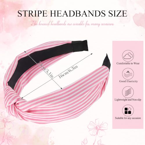 obeoby 8 Pack Stripe Knot Headbands for Women Girls, Non-Slip - color: Stripe