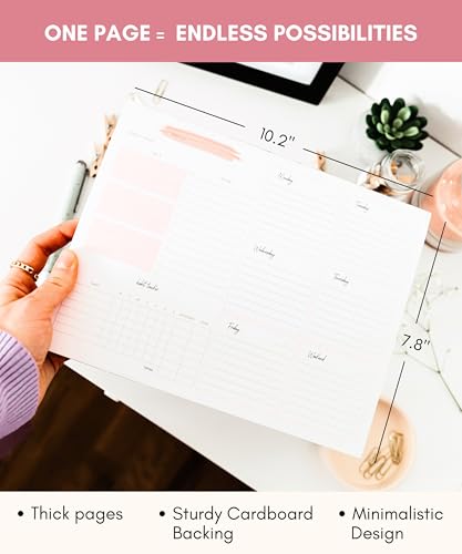 Lamare Weekly Planner Notepad – Premium Undated Weekly To Do List Notepad - color: Pink