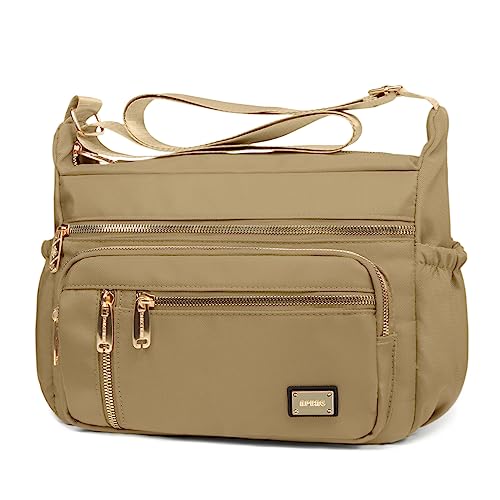NPBAG Crossbody Bag for Women, Shoulder Purse Handbag Messenger Bag, Trendy Pocketbooks, Waterproof and Multi-Pockets - color: Khaki