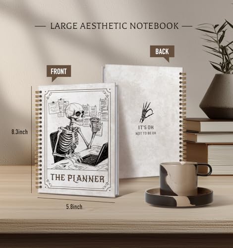 Planner Notebook for Men-CuteTarot Card Notebook Depression Quotes For Women Friends Gifts On Birthday Christmas Mother's Day,Gothic Goth Skull Gold Spiral Bound Hardcover,5.8"x8.3" - color: The planner
