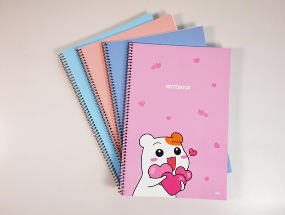 Cute Hamster Spiral Notebook, Kawaii Ebichu Lined Stationery Set, 4 Pack