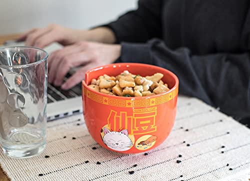 Dragon Ball Z Karin Japanese Ceramic Dinnerware Set | Place Setting Includes 16-Ounce Ramen Bowl and Wooden Chopsticks | Asian Food Dish Set For Home Kitchen