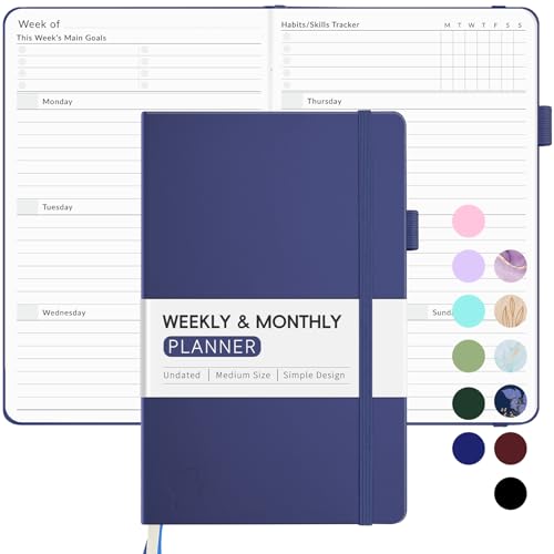 Undated Planner for 2026-2027, Forvencer Weekly Monthly Calendar Planner-A5 - color: Navy Blue