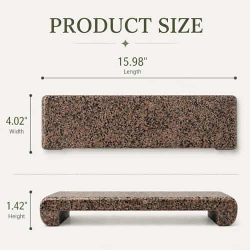 16"x4" Natural Marble Tray Pedestal Stand, Bathroom Counter Stone Trays - color: Golden Star