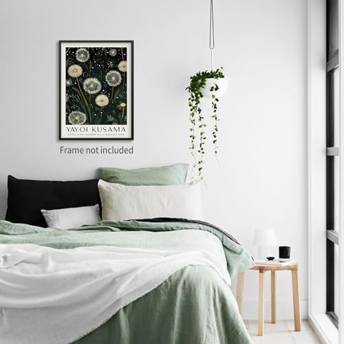 rumlud Japanese Green Botanical Flower Poster Vintage Nature Dandelion Wall Art Yayoi Kusama Canvas Prints for Living Room Wall Decor 08x10 inch Unframed - color: Trendy 2-Unframed, size: 10"L x 8"W
