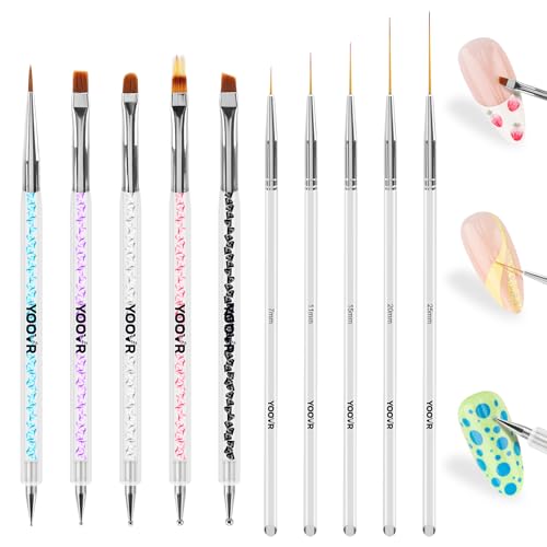 YOOVR 15-IN-1 Nail Art Brushes Set for Home & Salon Use - size: 10 PCS