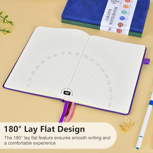 Graph Paper Notebook 5.9"×8.5", 160 Pages Grid Notebook, A5 Graphing Paper - color: Purple, size: Grid Page