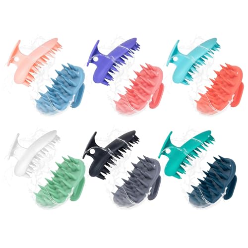 4pcs Shampoo Brush Hair Scalp Massager,100% Silicone Scalp Scrubber,Scalp Exfoliator for Stress Relax Hair Growth - color: Red+light Blue