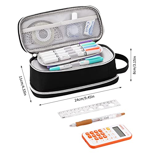 Dugio Large Pencil Case Organizer Big Pencil Pouch for Boys Kids Black - color: B-Black