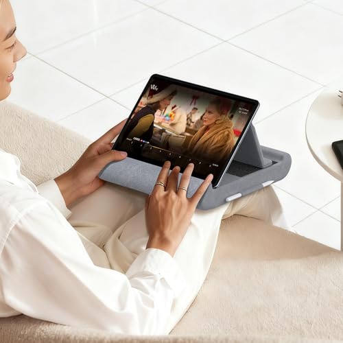 CreaDream Tablet Pillow Stand, Foldable Tablet Holder for Lap, Bed - color: Grey