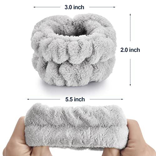 Dorbetar 2 Pcs Wrist Bands for Washing Face, Microfiber Wrist Towels for Washing Face, Spa Wristbands for Washing Face, Face Wash Wristbands, Arm Bands for Washing Face for Woman and Children - color: A-Pale gray, size: 2 Count (Pack of 1)