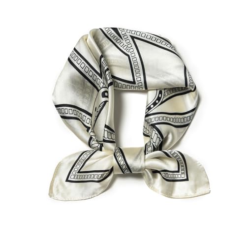 100% Mulberry Silk Scarf - 21" Square Lightweight Neckerchief, Gift Packed - color: White-5