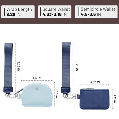 Keychain Wallet Mini Zip Around Wristlet Wallets for Women Detachable Dual Pouch Wristlet Portable Coin Purse Small Wallets - color: Navy+Blue
