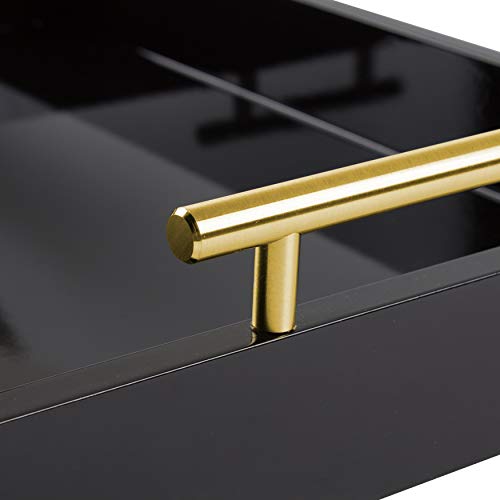 Kate and Laurel Lipton Narrow Decorative Tray with Polished Metal Handles, 10 x 24, Black and Gold, Chic Accent Tray for Display and Storage - color: Black