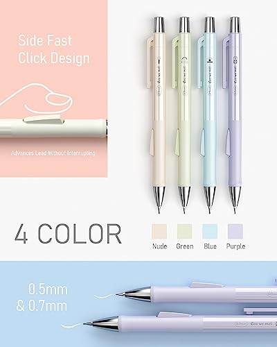Nicpro 8PCS Pastel Mechanical Pencil 0.5 & 0.7 mm, Cute Pencils Fast Click - style: 8PCS-0.5 & 0.7mm