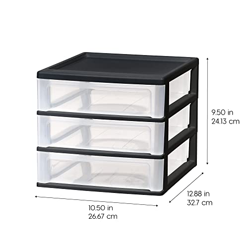 IRIS USA 3-Drawer Medium Plastic Stacking Desktop Organizer, Black - color: Black, style: Medium - 1 Pack