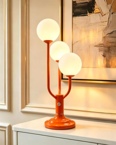 Lightdot Vintage Orange Table Lamp Dimmable Globe Lamp G9 3 Bulbs Included - color: 02-Orange-Globe-3U