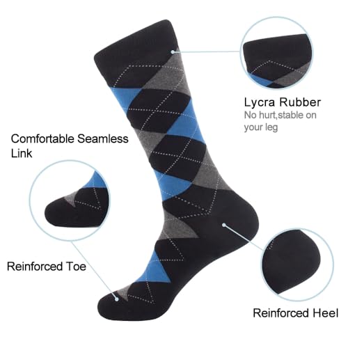 Feetalk Odor Resistant Dress Socks for Men Cotton Business Crew Socks Patterned Socks Funny - color: 2, size: 6-8.5