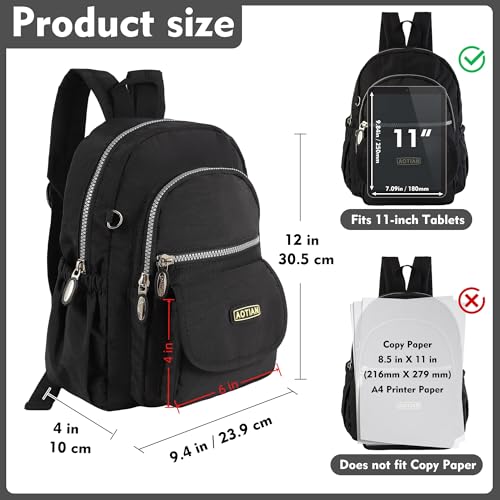 AOTIAN Mini Backpack for Women, Lightweight Sturdy Nylon Small Daypack - color: Mini Black