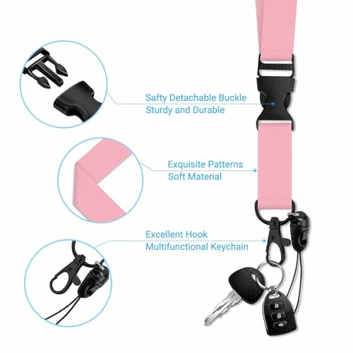 PinkBadge Holder with Retractable Badge Reel Carabiner Clip Card Case for Women Nurse Teacher Student - color: Pink