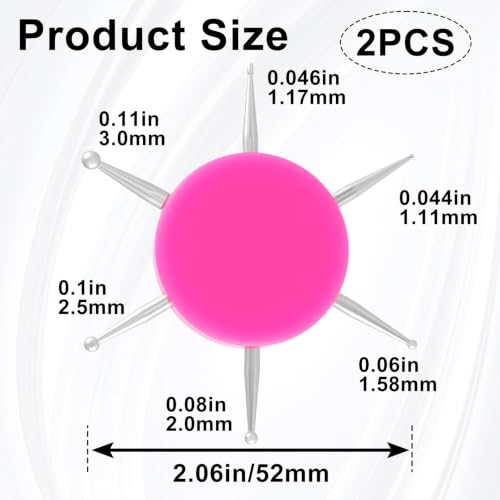 2pcs Pink Nail Dotting Tools, 6-in-1 Metal Dotting Tool Nail Art - color: Pink, 2pcs