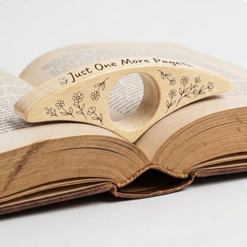 Book Page Holder, Handmade Beech Wooden Thumb Book Holder for Reading, Ideal Reader Gifts & Reading Accessories Gifts for Women Reading Lovers - color: Flower