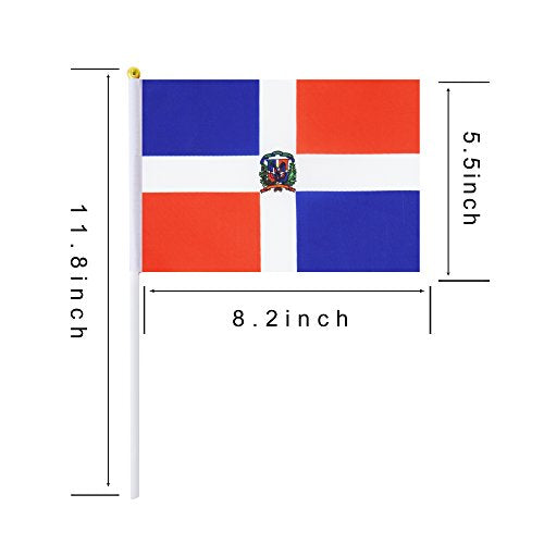 25 Pack Hand Held Small Mini Dominican republic Stick Round Top National Country Flags,Party Decorations Supplies For Parades,World Cup,Festival Events,International Festival - color: Dominica