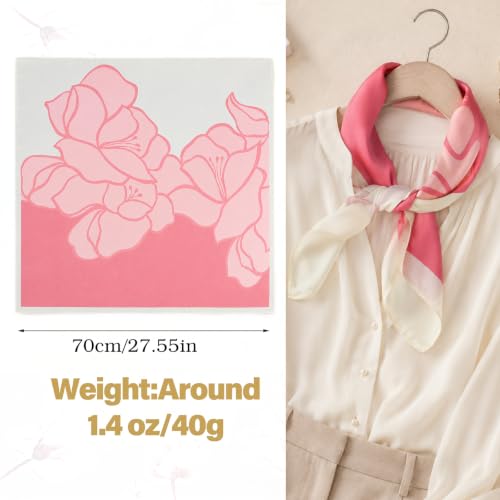 Ymapinc Colorful Western Horse Neck Scarf for Women, Square Silk Wrap, Horse Printed Bandanas Soft Head Scarf for Women - color: Pink Peach Blossoms