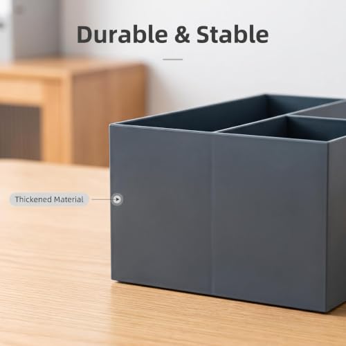 Jekelife Desk Organizer,3 Compartment Multi Grid Desk Container, Open Wide Opening Hard Thickened Pen Holder for Office Stationery, Home Small Item, School Supplies Organization Grey - color: Grey, size: A