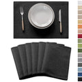 Demetex Cloth Placemats Set of 6 Black Stain Resistant Place Mats Oil Proof Washable Plate Mats for Dining Table Holiday Cafe Banquet, Black - color: Black, size: Placemats set of 6