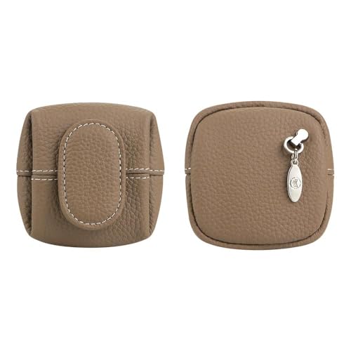 Royal Bagger Genuine Cowhide Leather Coin Purse for Women, Lychee Pattern Mini Change Pouch with Buckle Closure, Compact Accessory Bag 1603 (Milk Coffee) - color: Milk Coffee