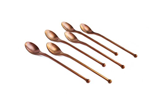KNORK 6-Piece Iced Teaspoon Titanium Coated Stainless Steel (Antique Copper) - color: Antique Copper