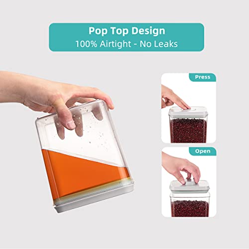 Ankou Food Storage Containers Pop Airtight Food Storage Containers with Lids for Kitchen Pantry Organizing Cereal Snack Flour Sugar Coffee Spaghetti Stackable - 8 Pcs (1.2, 2.0, 2.7, 3.3qt)*2 - color: 8 Pcs Set