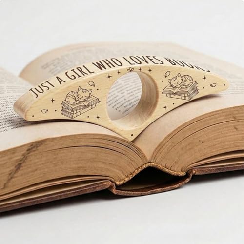 Book Page Holder, Handmade Beech Wooden Thumb Book Holder for Reading, Ideal Reader Gifts & Reading Accessories Gifts for Women Reading Lovers - color: Cat