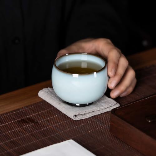 KAMMAK Japanese Tea Cups, 4 Oz Small Handmade Ceramic Teacups, Set of 2 - style: Imperial Kiln-Meditation