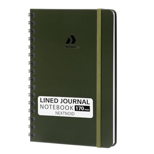 Nextnoid A5 Lined Spiral Notebook - 170 Page, College Ruled, Woodland Olive - color: aa-Woodland Olive