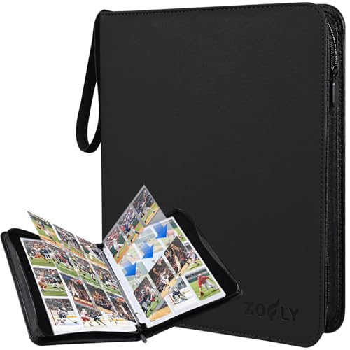 50 Pack 9 Pocket Card Binder, 3 Ring Premium Zip Trading Card Binder, 900 Large Capacity Top Loading Card Storage Album, PU Card Collection Binder for TCG, MTG, Baseball Hockey Sport Cards, Black - color: Black