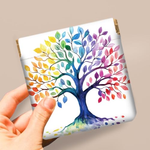 Peacoblue tree of life Coin Purse,PU Leather Squeeze Pouch 4PCS - style: Tree of Life