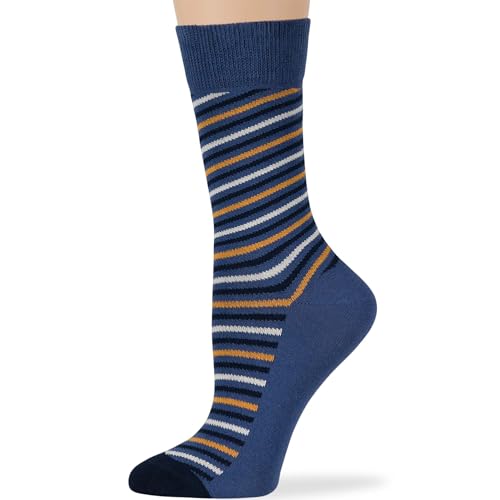 7BIGSTARS Women Cotton Crew Socks, Patterned 4 Pack, M 5-9 - L 8-12 - color: 02b - Dark Navy, Navy, Tan (A54), size: 8-12