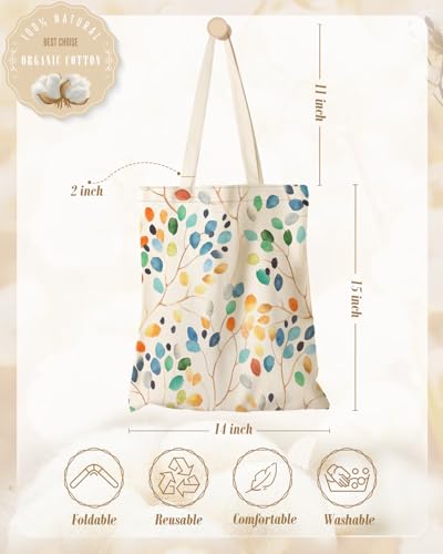 Miss Adola Cute Aesthetic Canvas Tote Bag for Women - color: Leaves