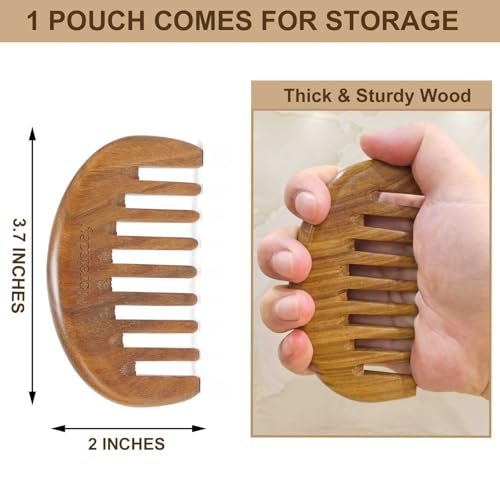 Wooden Comb, Wide Tooth Comb for Scalp Massage & Distribute Oils - style: Classic