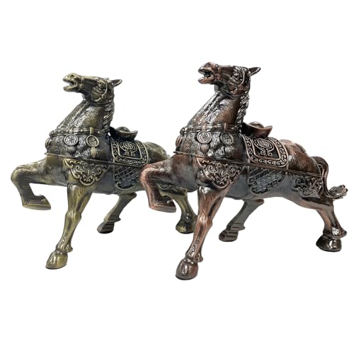 Briskfeel Metal Ornament Galloping Horse Statue Classic Bronze Finish Luxury Home Decor Multi Functional Sculpture for Living Room Office Desk Feng Shui Art (D3 Bronze) - color: D3 Bronze