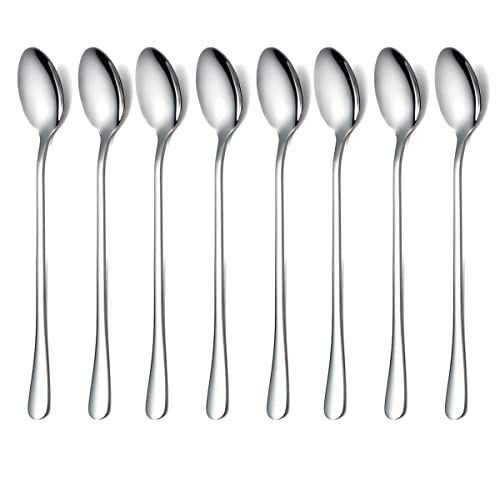 Premium Stainless Steel Ice Cream and Cocktail Spoons - Set of 8 (Silver) - color: 1. Silver-8 Piece